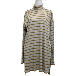 Anthropologie Vanessa Virginia Gray & Gold Metallic Striped Turtleneck Tunic
